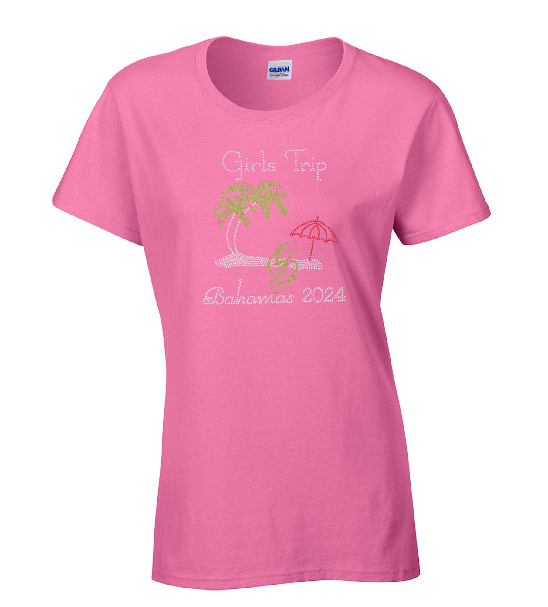Girls Trip Beach Style Personalized Rhinestone Tee