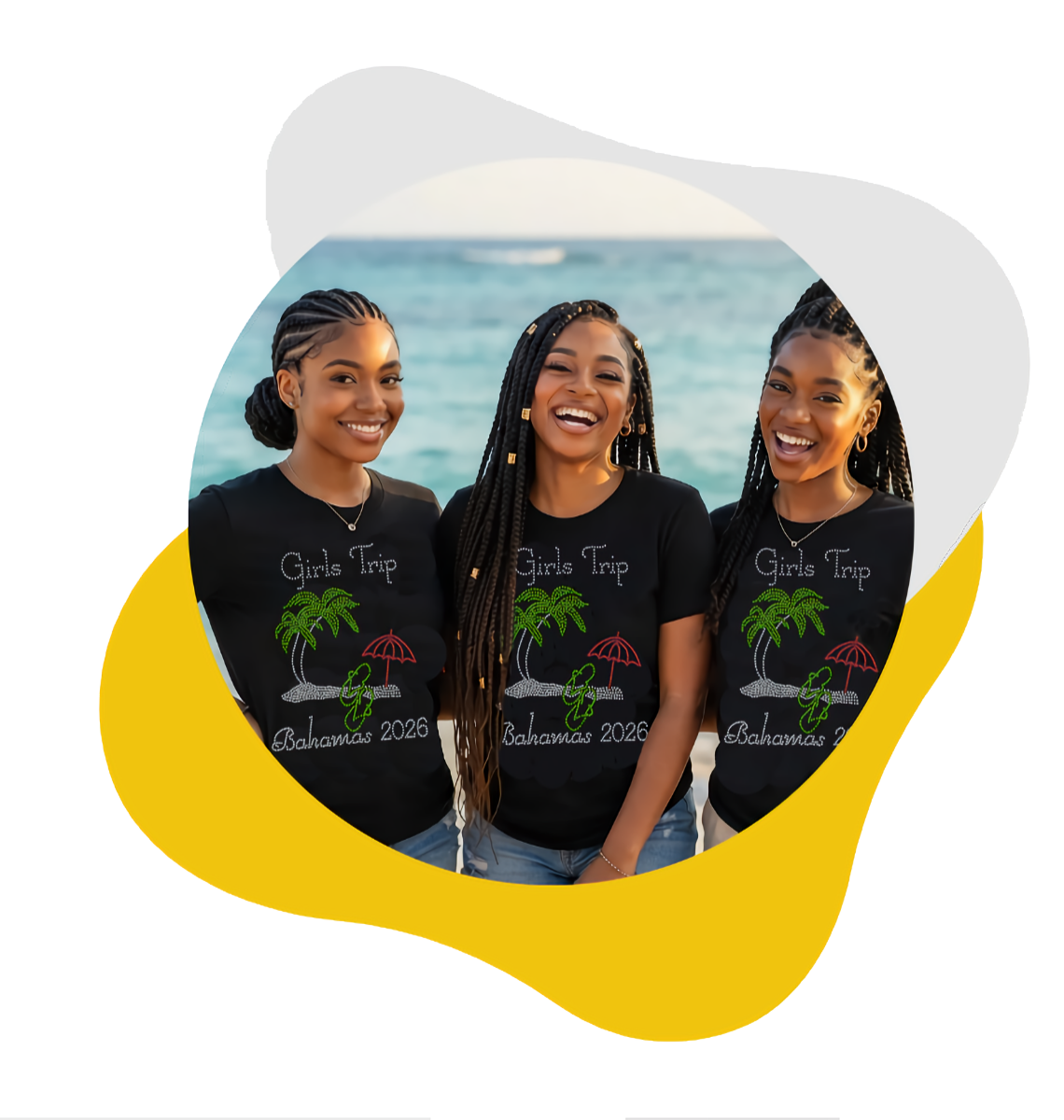 Girls Trip Beach Style Personalized Rhinestone Tee