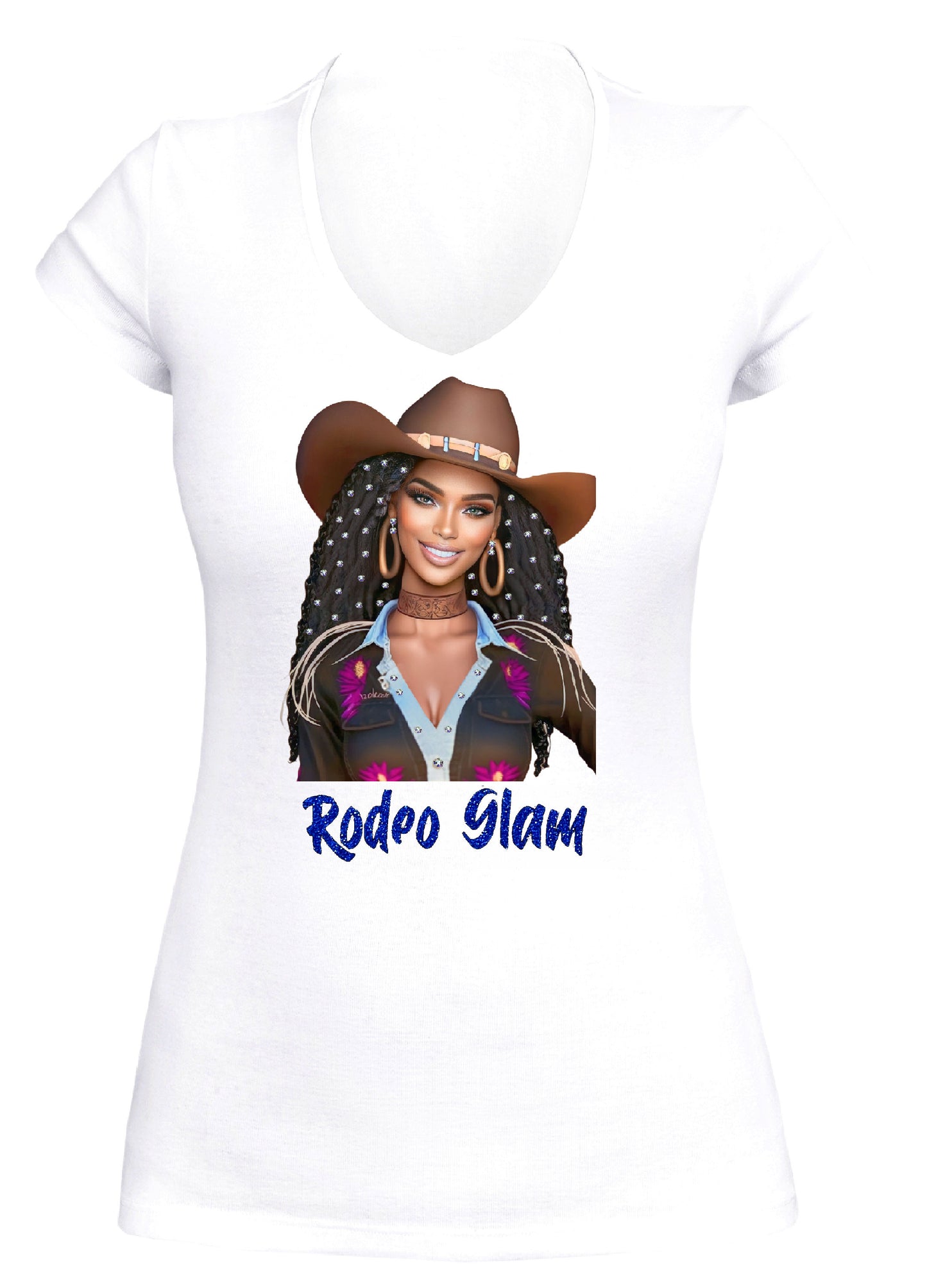 Rodeo Glam Black Cowgirl Glitter & Rhinestones T-Shirt