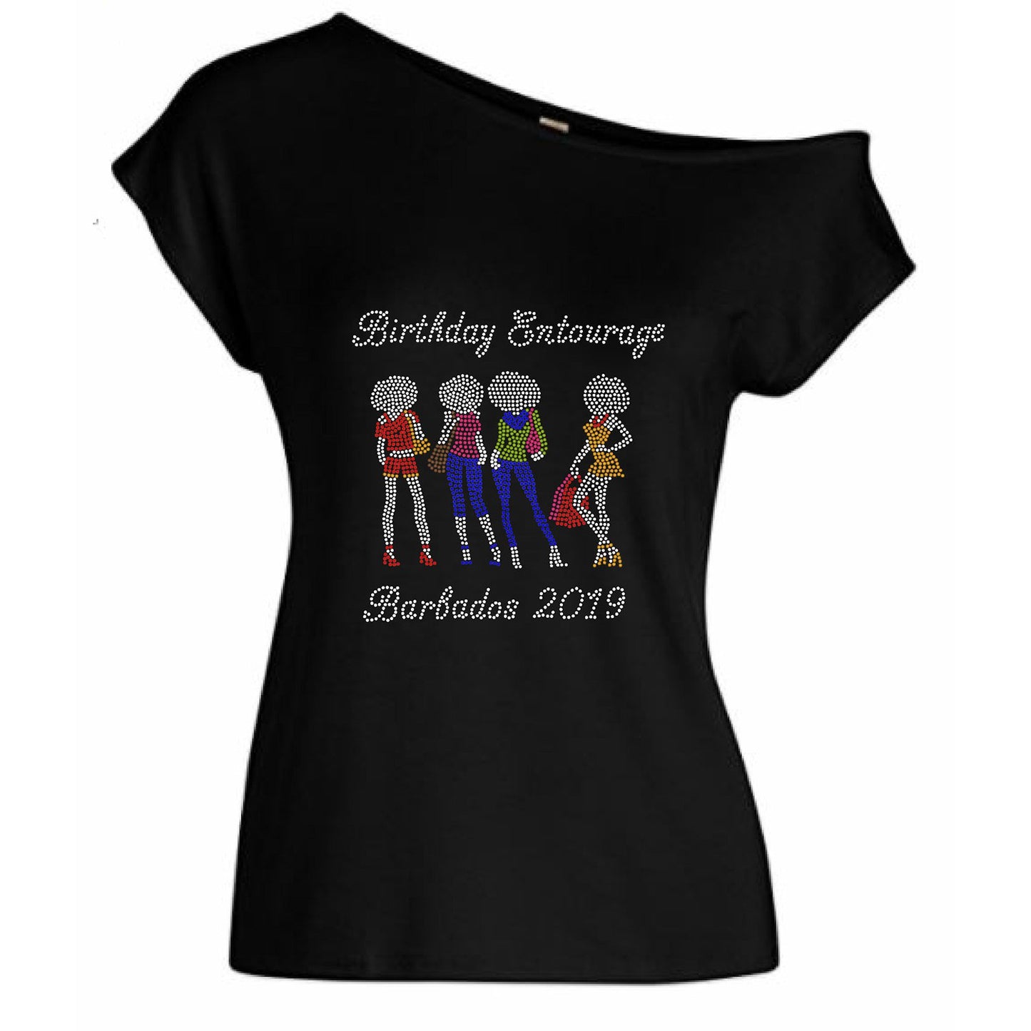 Birthday Afro Girls Entourage Personalized Off Shoulder Tee