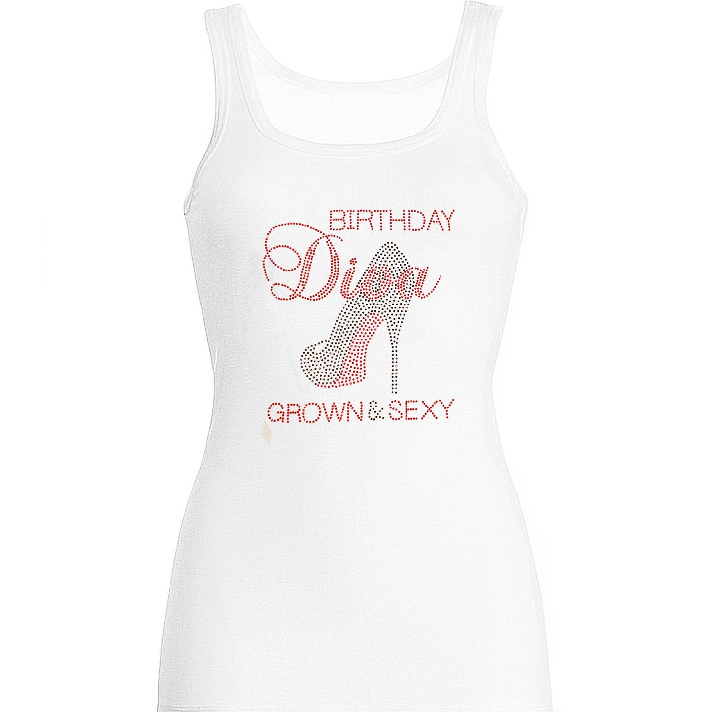 Grown and Sexy Birthday Diva Personalized Rhinestone Tank Top