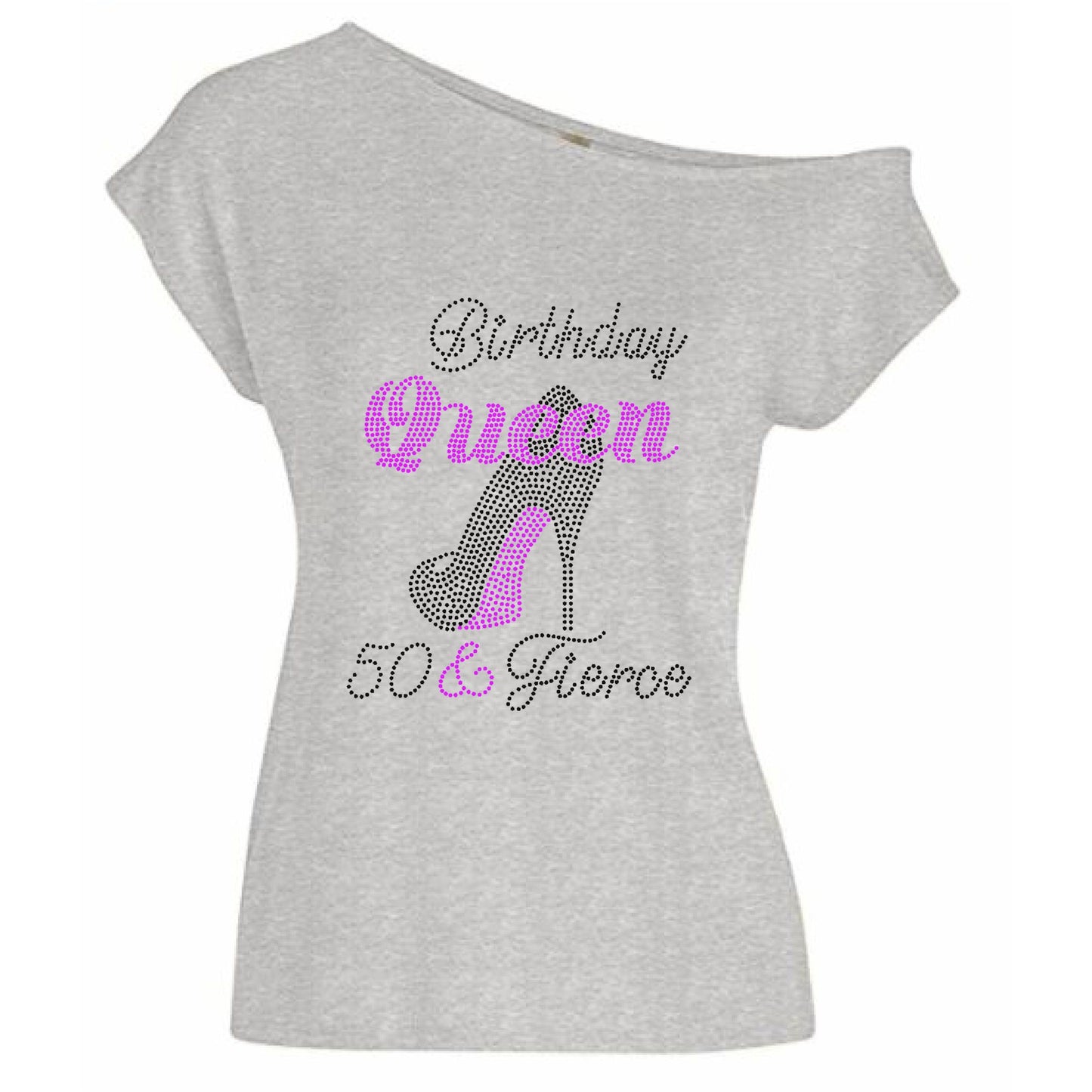 Fierce Birthday Queen Personalized Off Shoulder Tee
