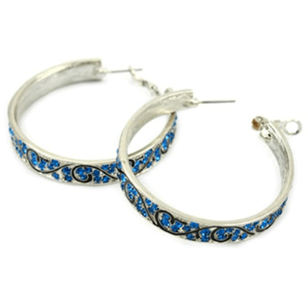Rhinestone Hoop Earrings - Main Image