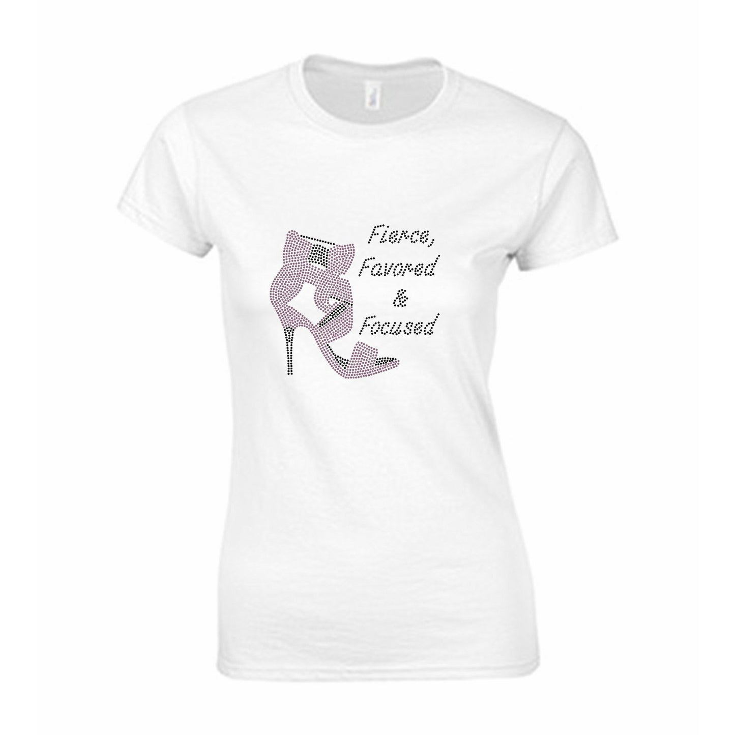 Fierce Favored & Focused Rhinestone Stiletto T-Shirt