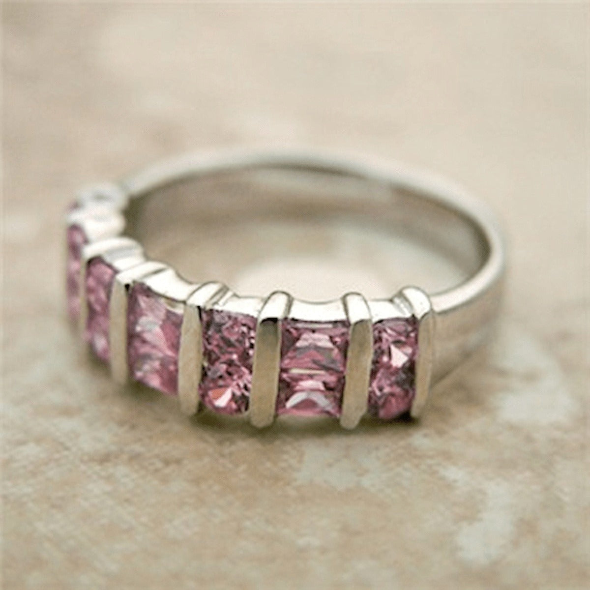Pink Sterling Silver Cbic Zirconia Ring