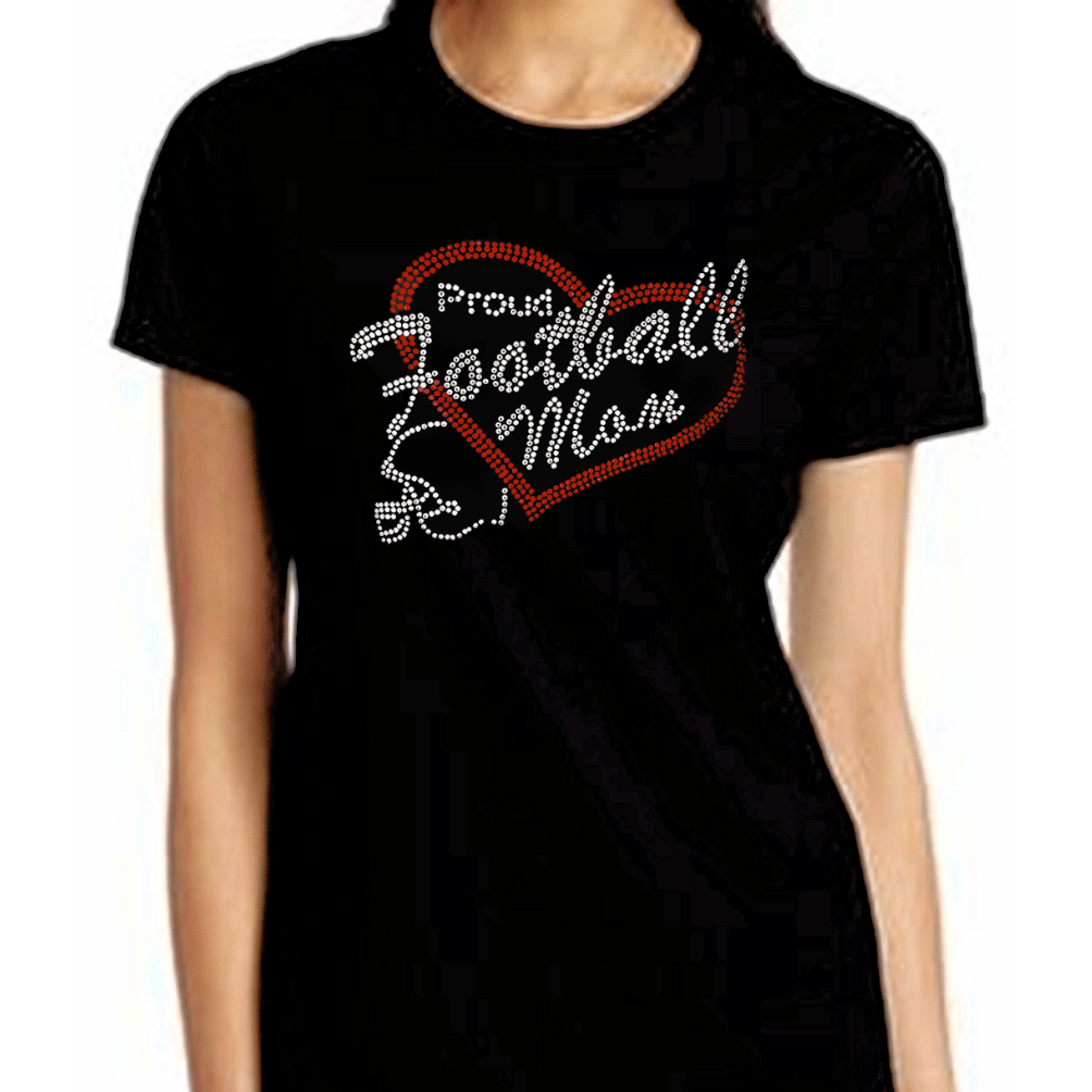 Proud Football Mom Rhinestone T Shirt