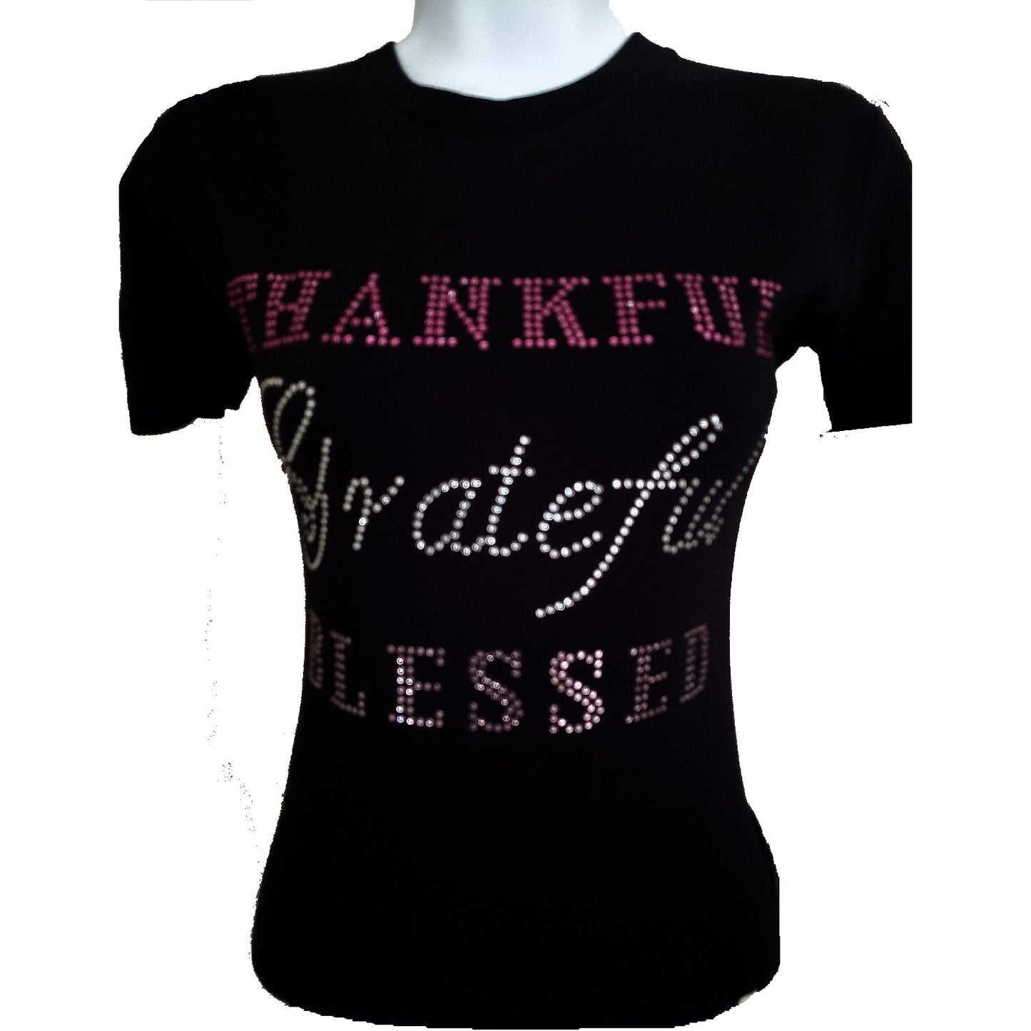 Thankful Grateful Blessed Rhinestone T Shirt