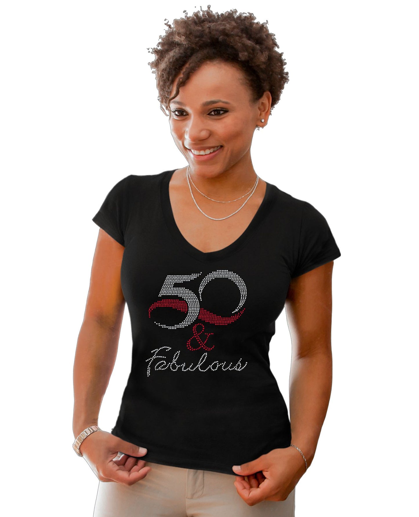 50 And Fabulous Rhinestone T-Shirt