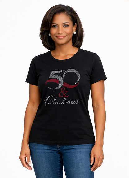 50 And Fabulous Rhinestone T-Shirt