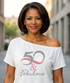 50 And Fabulous Rhinestone Off Shoulder Tee