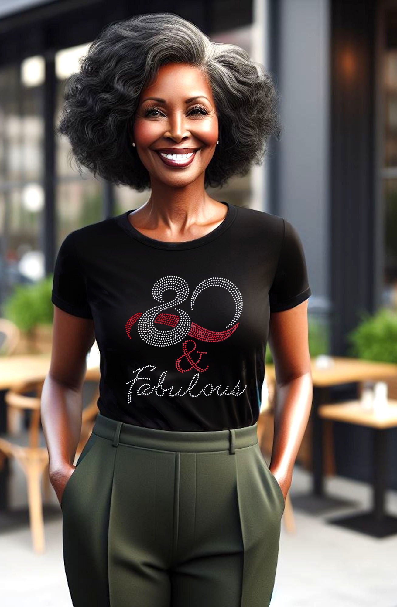 80 And Fabulous Rhinestone Birthdaty T-Shirt