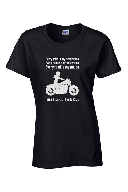 Every Mile Is My Destination Biker Girl T-Shirt