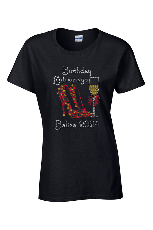 Birthday Entourage Personalized Rhinestone Celebration T-Shirt