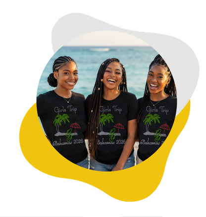 Girls Trip Beach Style Personalized Rhinestone Tee