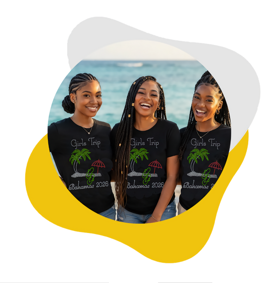 Girls Trip Beach Style Personalized Rhinestone Tee