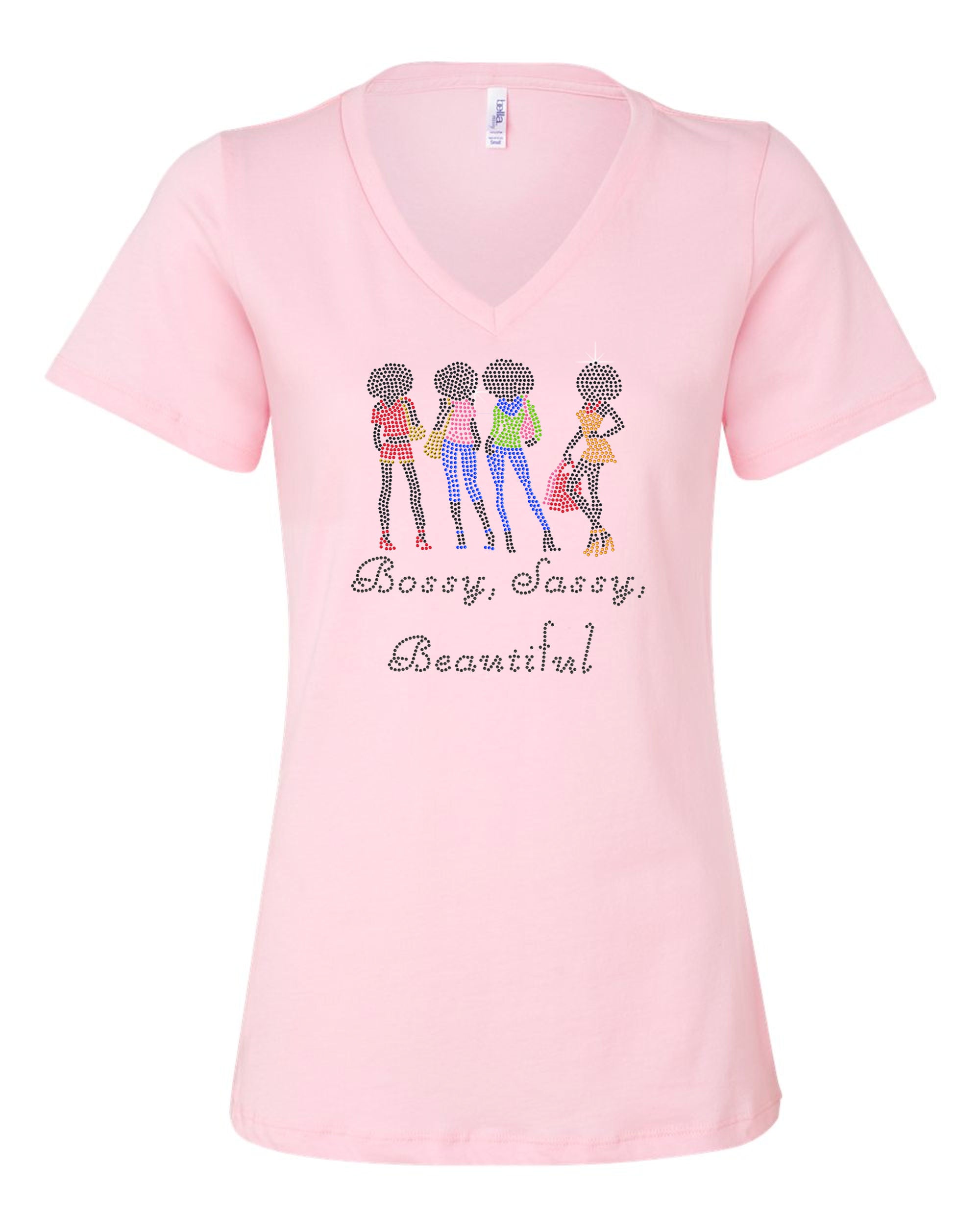 Afro Girl Group Bossy,Sassy, Beautiful Rhinestone Tee