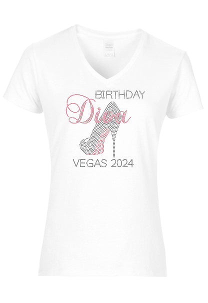 Birthday Diva Personalized City And Year Rhinestone T-Shirt