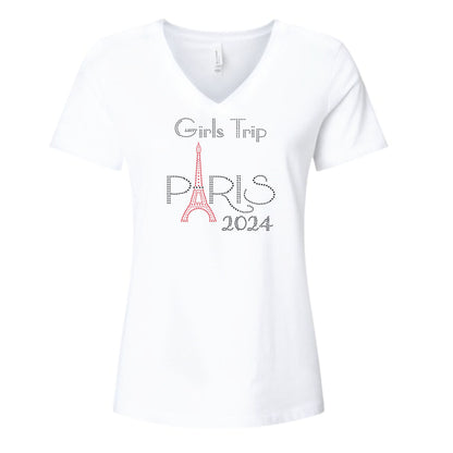 Girls Trip Paris Eiffel Tower Rhinestone T-Shirt