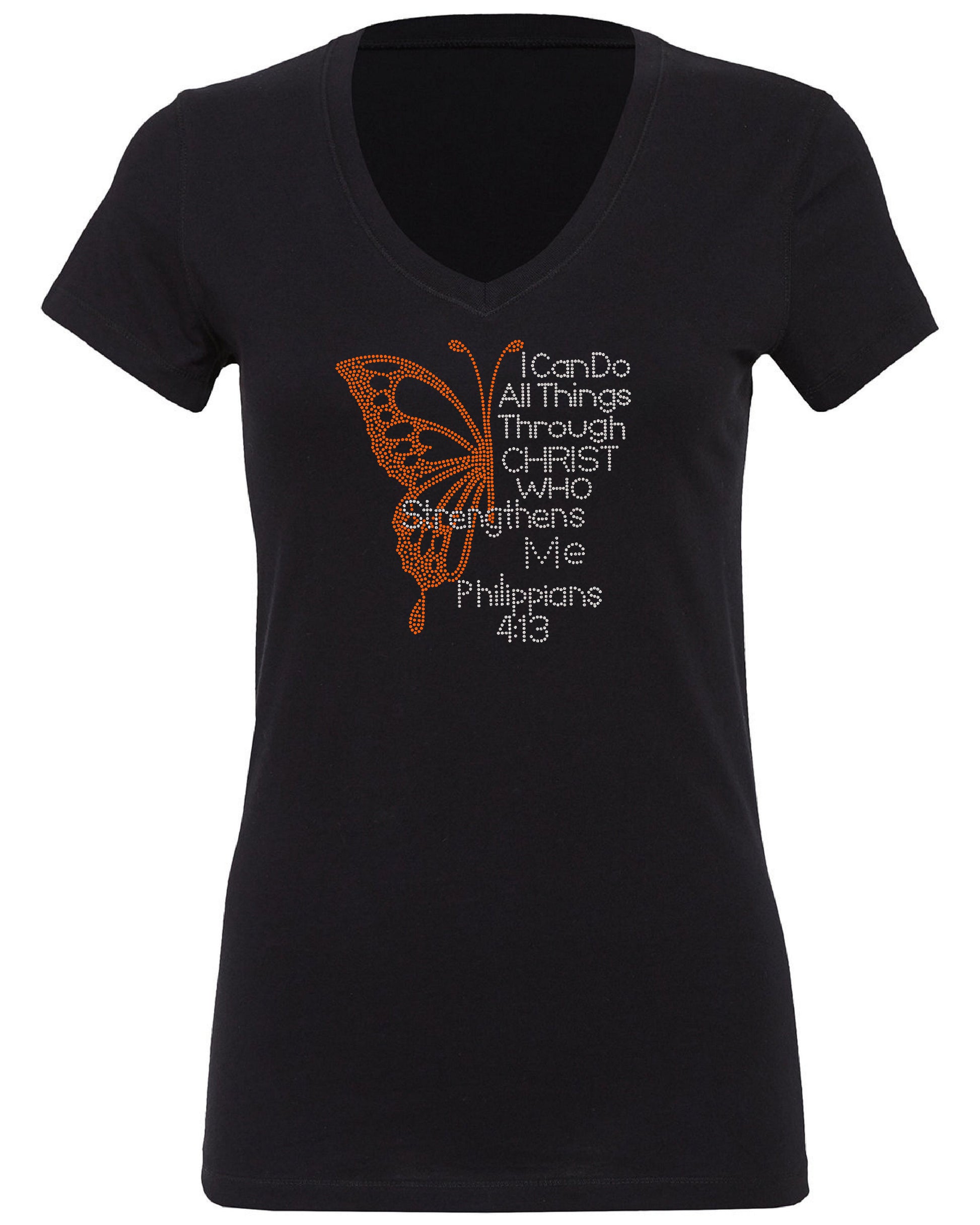 I Can Do All Things Through Christ Rhinestone Butterfly Tee