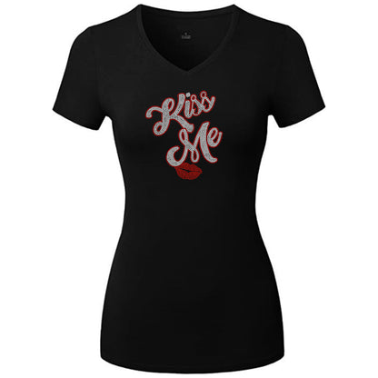 Kiss Me Rhinestone Valentines T-Shirt