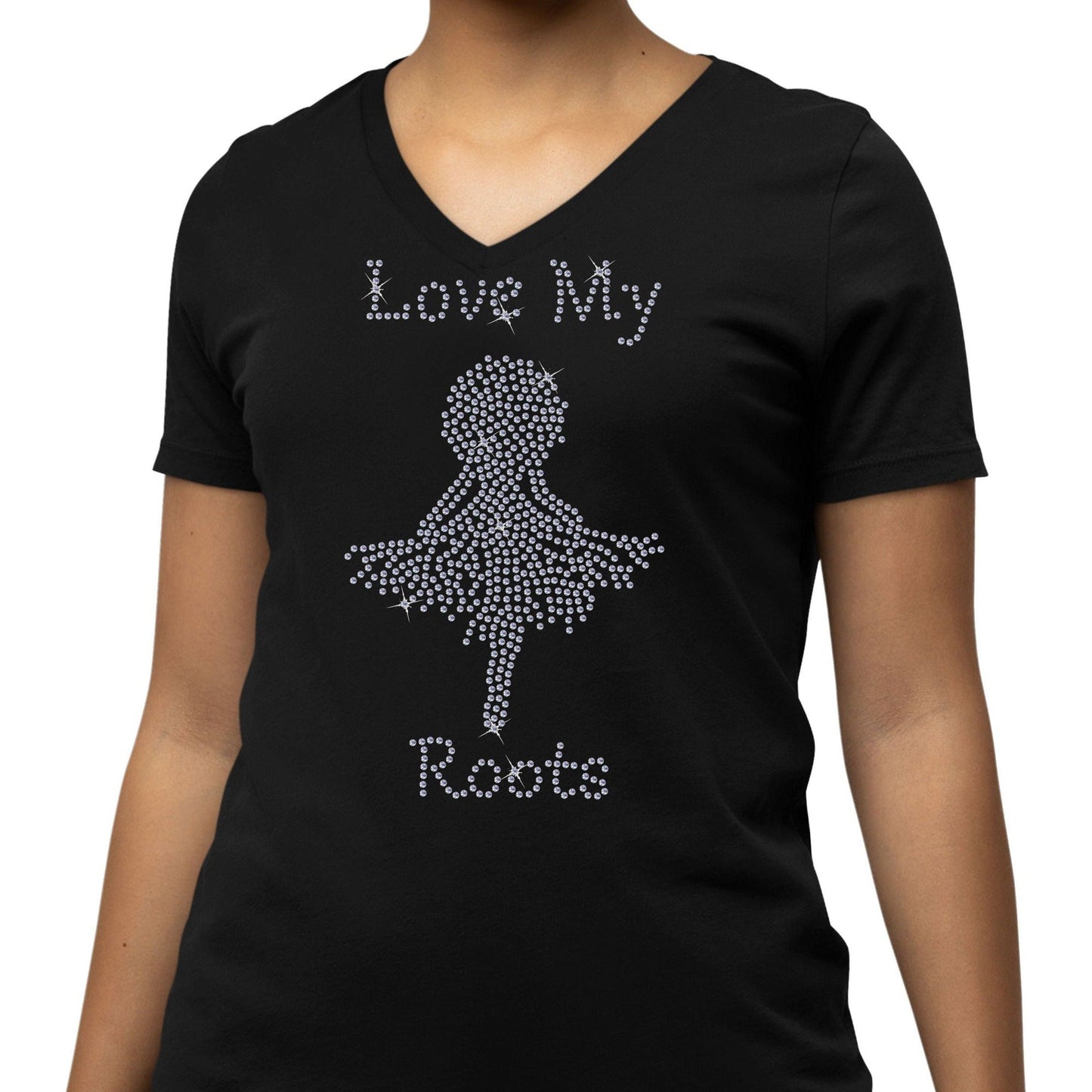 Love My Roots Black V-Neck Tee