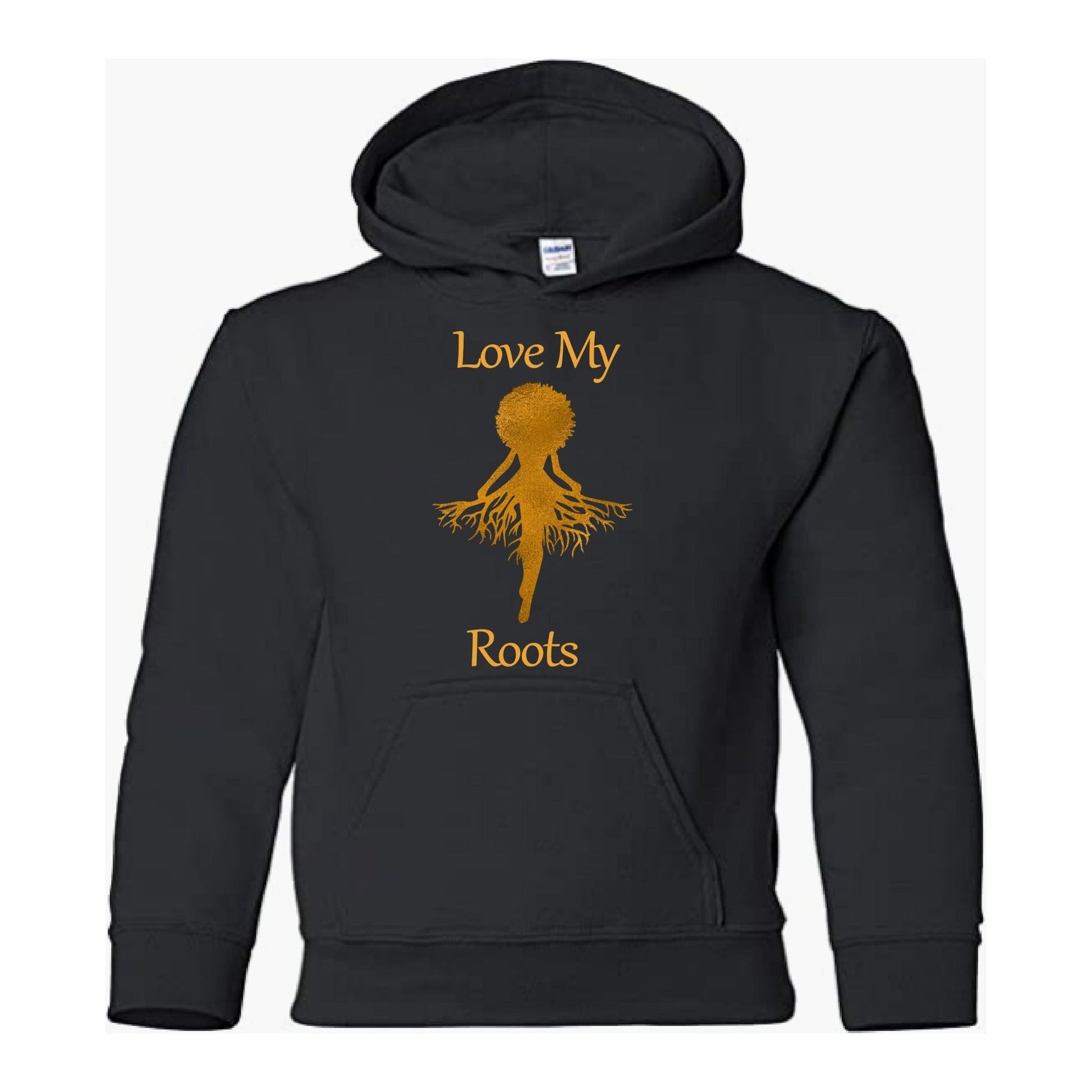 Love My Roots Gold Glitter-Black Hoodie