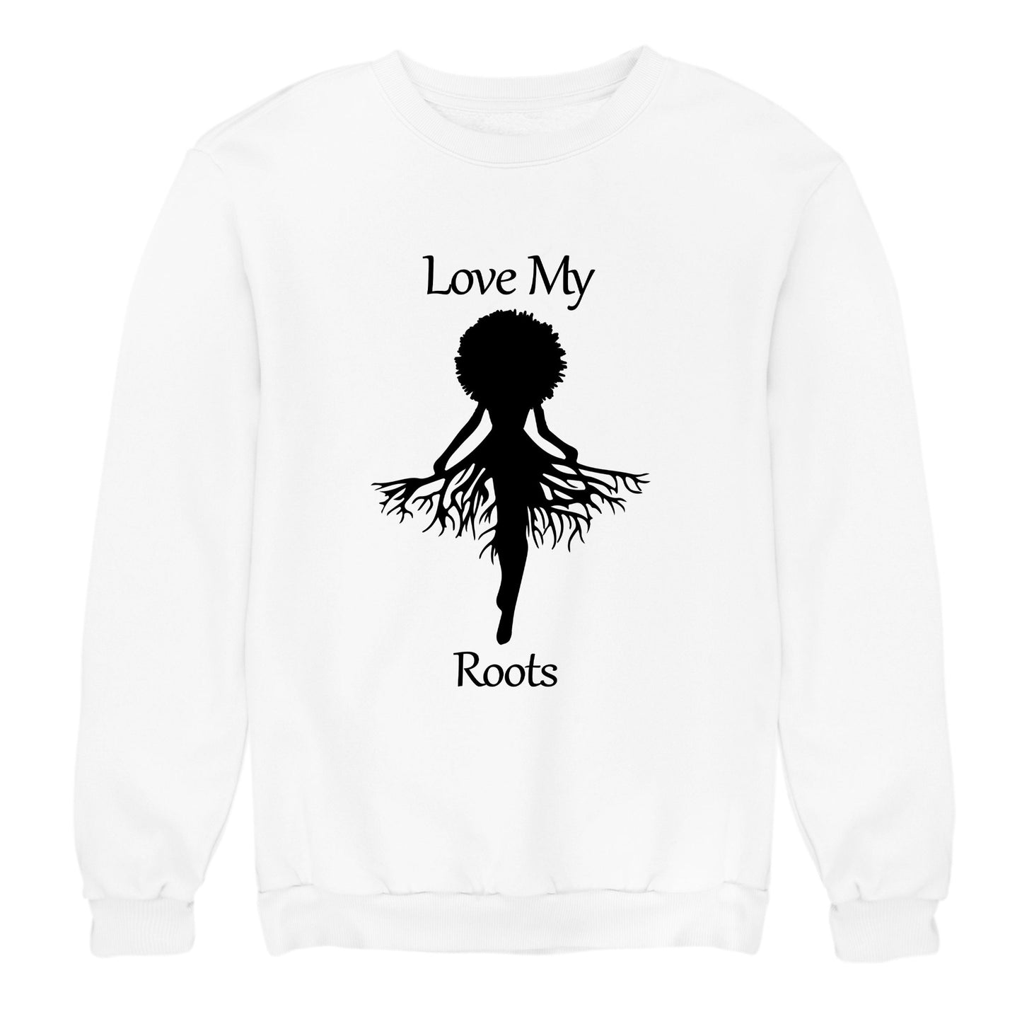 Love My Roots Black Glitter-White Sweatshirt