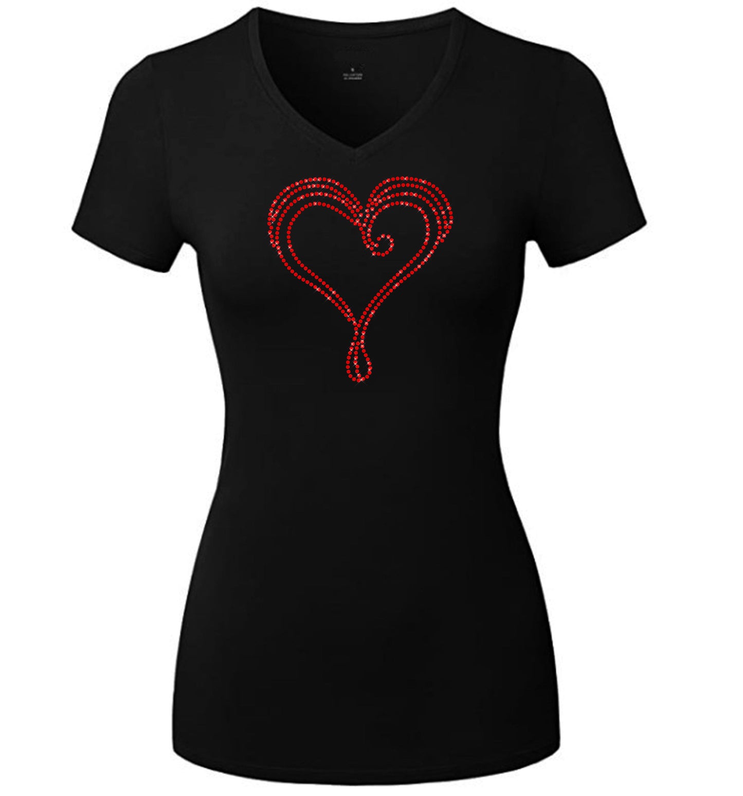 Red Rhinestone Liquid Heart T Shirt