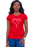 Red Rhinestone Liquid Heart T Shirt