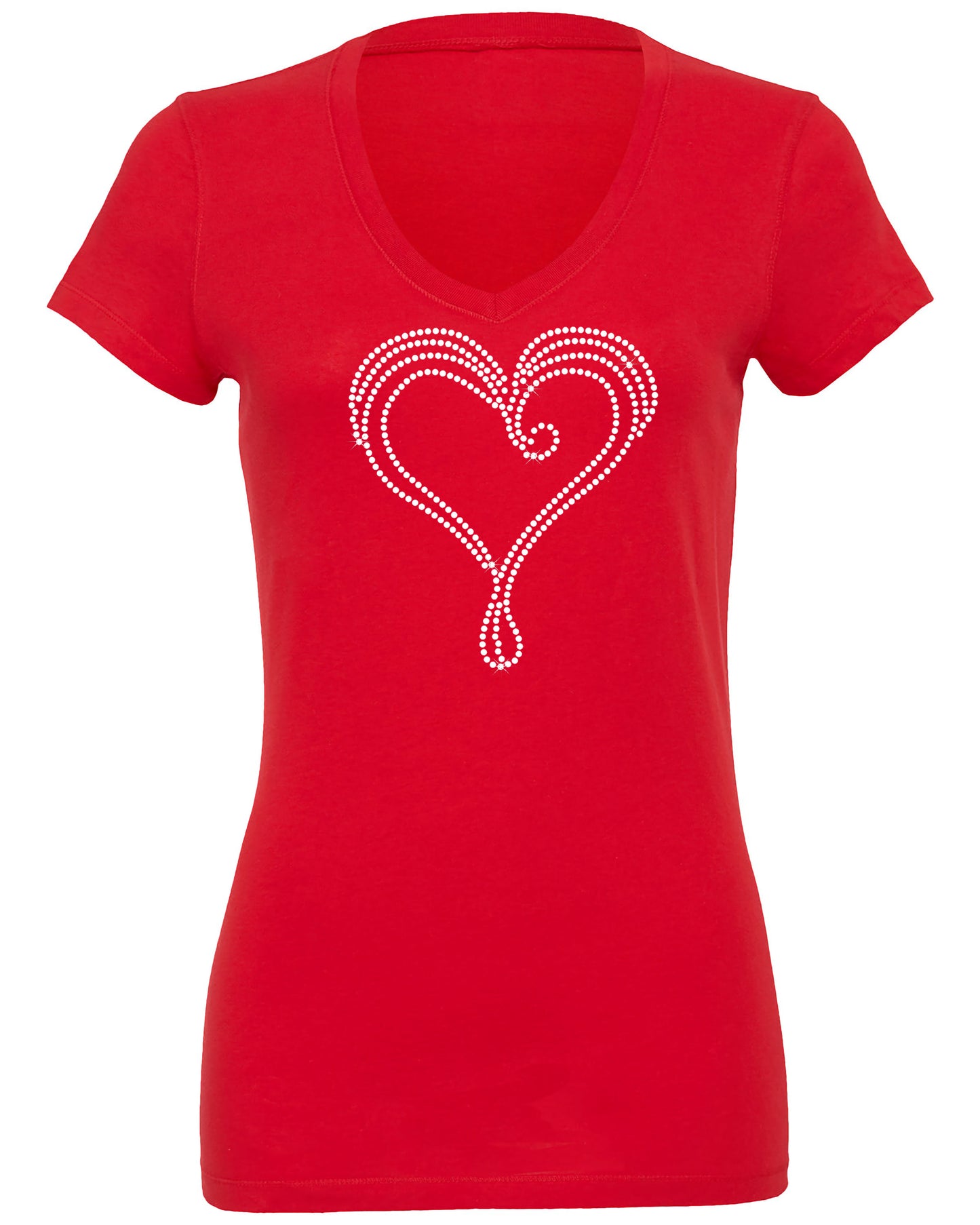 Red Rhinestone Liquid Heart T Shirt