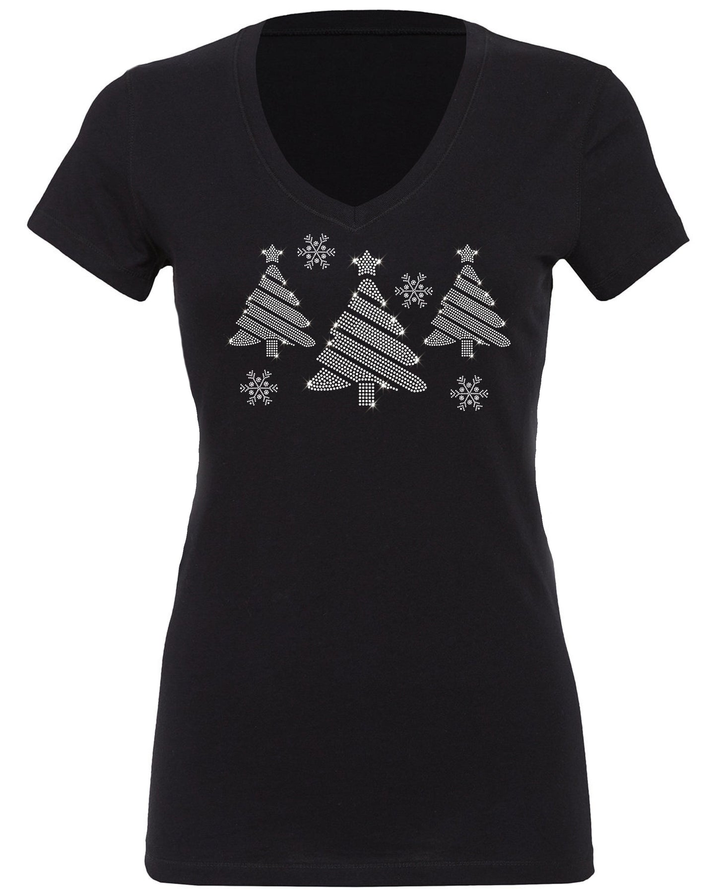 Rhinestone Christmas Tree Scene T-Shirt