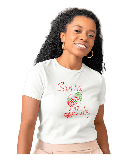 Santa Baby Rhinestone Christmas T-Shirt