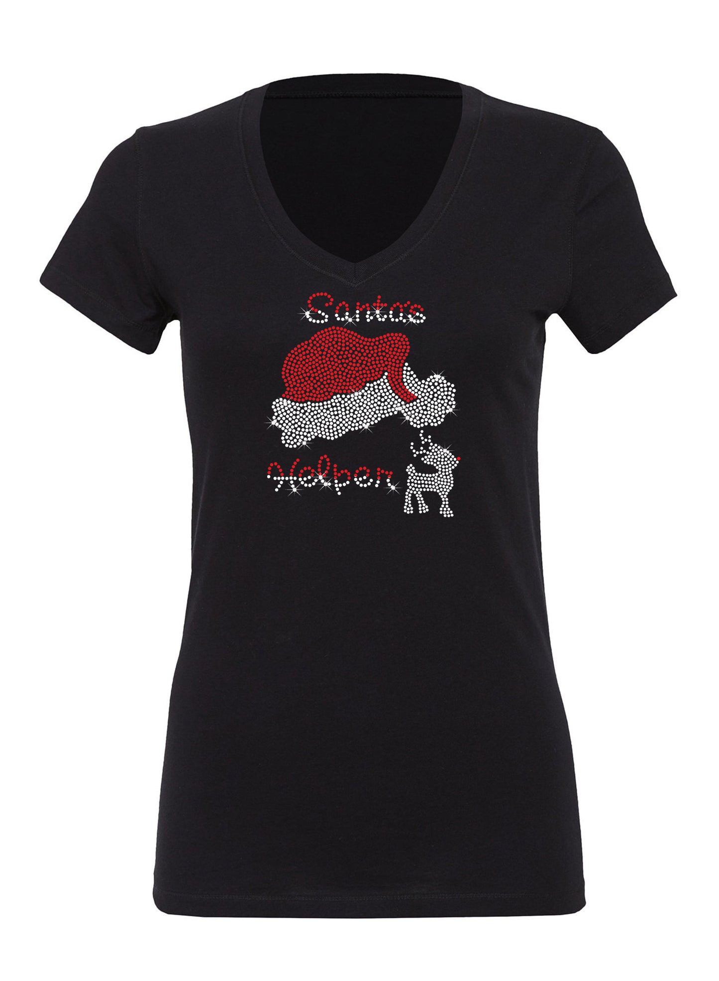Santa's Helper Rhinestone Santa Hat T Shirt