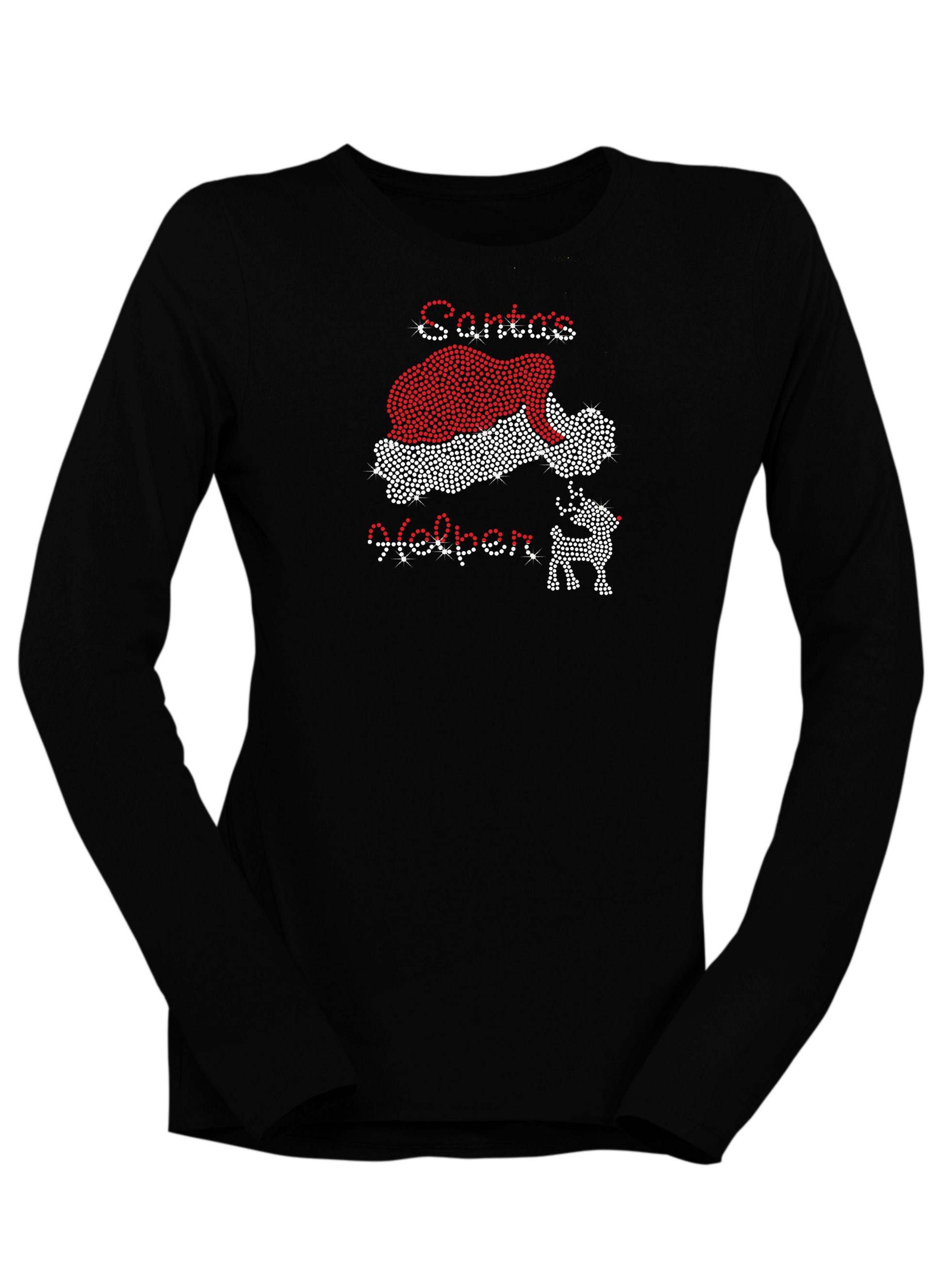 Santa's Helper Rhinestone Santa Hat T Shirt