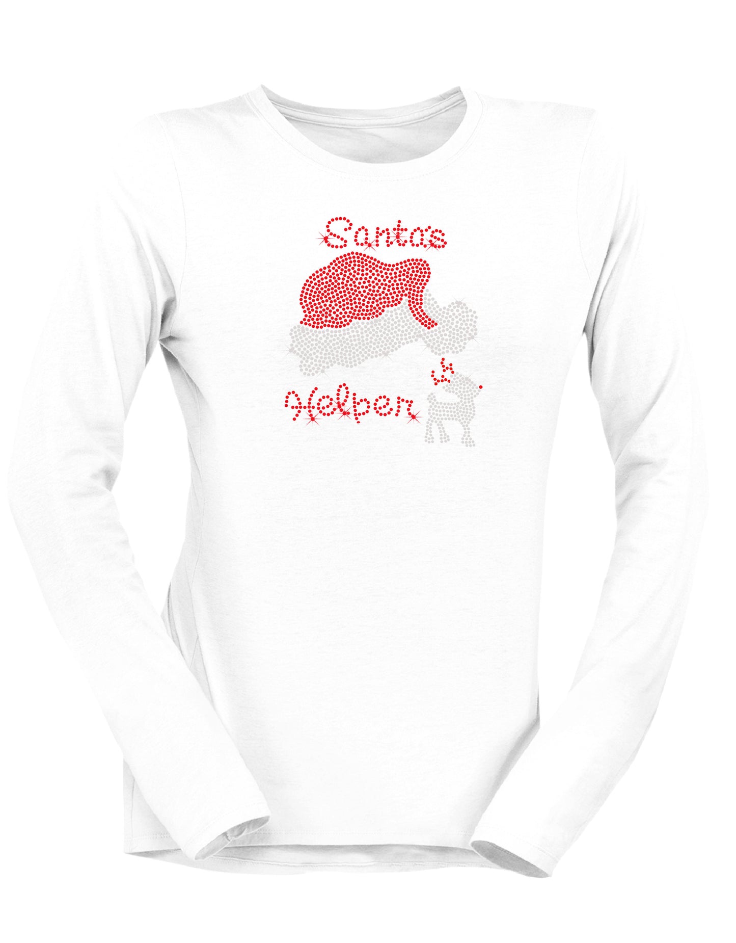 Santa's Helper Rhinestone Santa Hat T Shirt