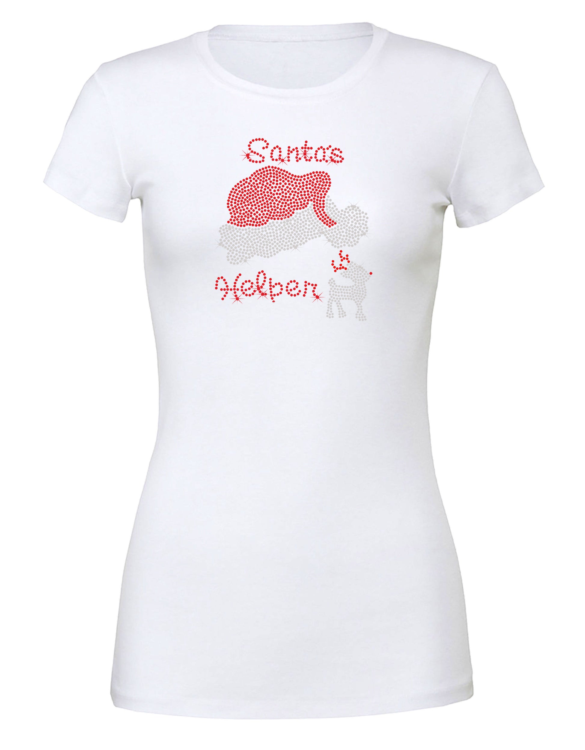 Santa's Helper Rhinestone Santa Hat T Shirt