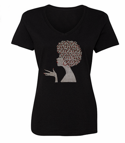 Sophia Rhinestone Afro Crew Neck T-Shirt