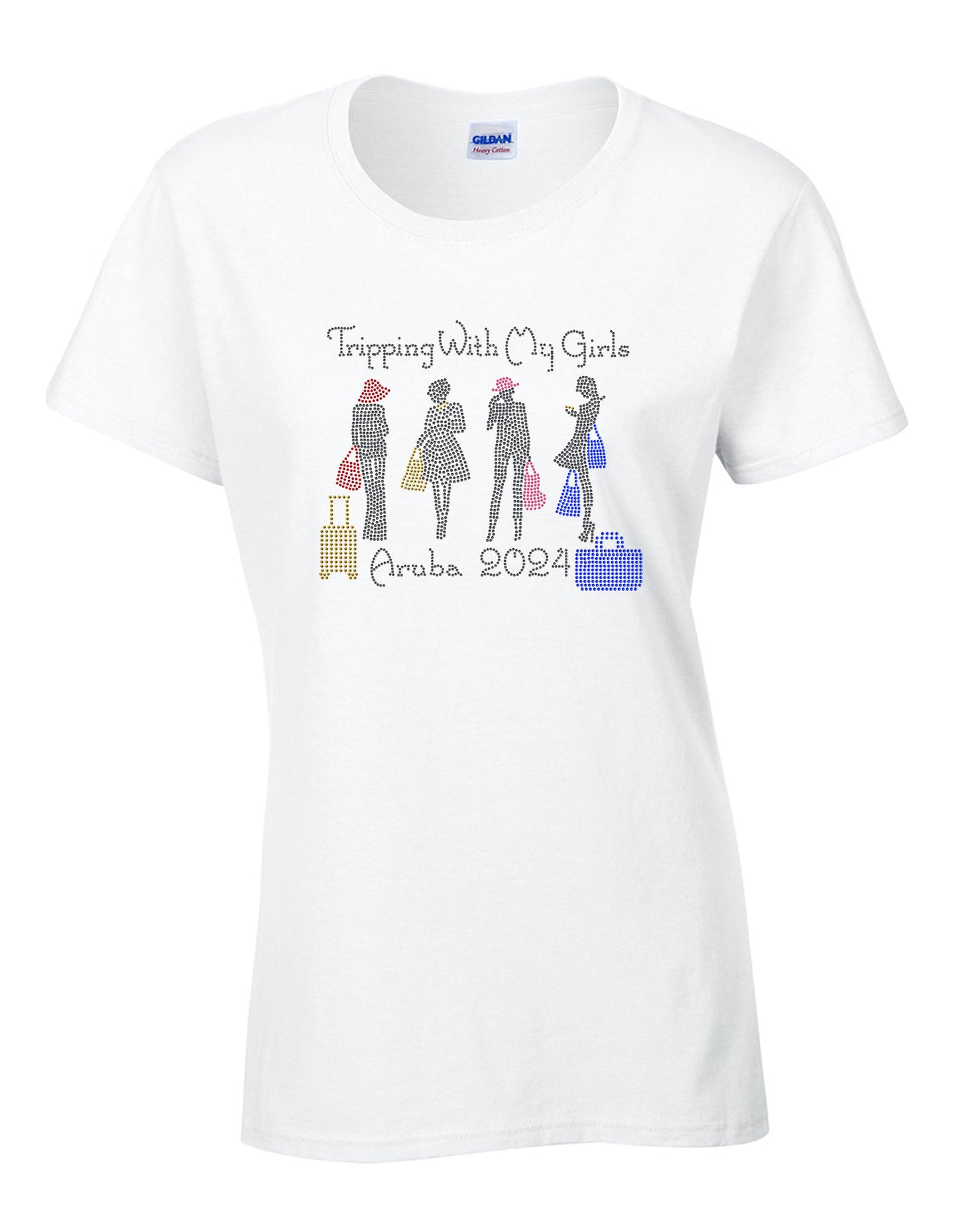 Tripping With My Girls Personalized Rhinestone Tee