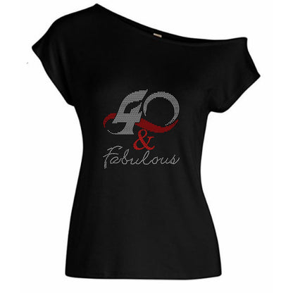 41 and Fabulous Rhinestone Off The Shoulder Tee