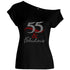 55 And Fabulous Rhinestone Off Shoulder Tee