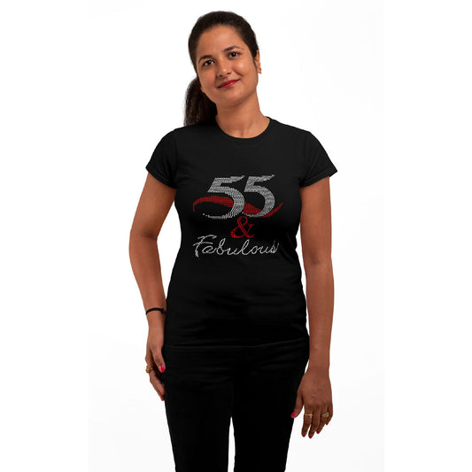 55 And Fabulous Rhinestone T-Shirt