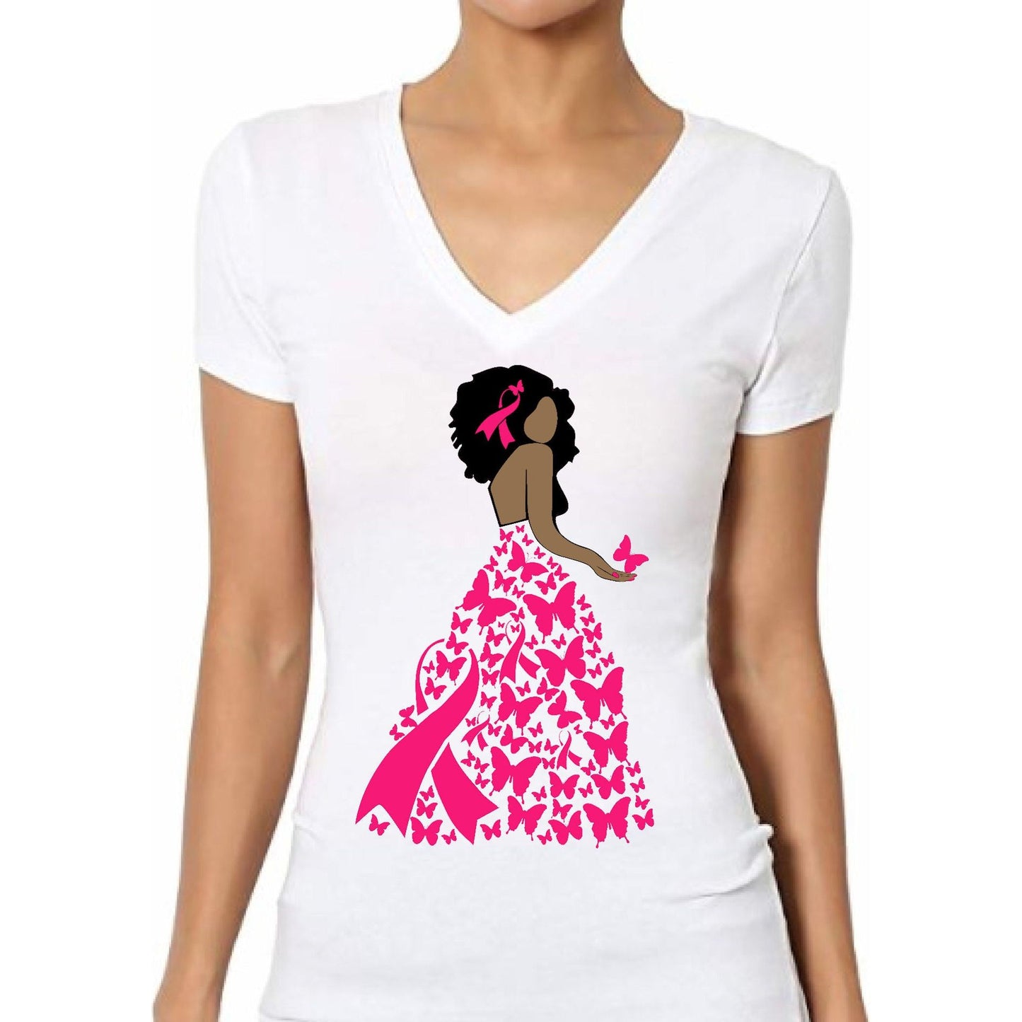 Butterfly Ribbon Breast Cancer Awareness T-Shirt