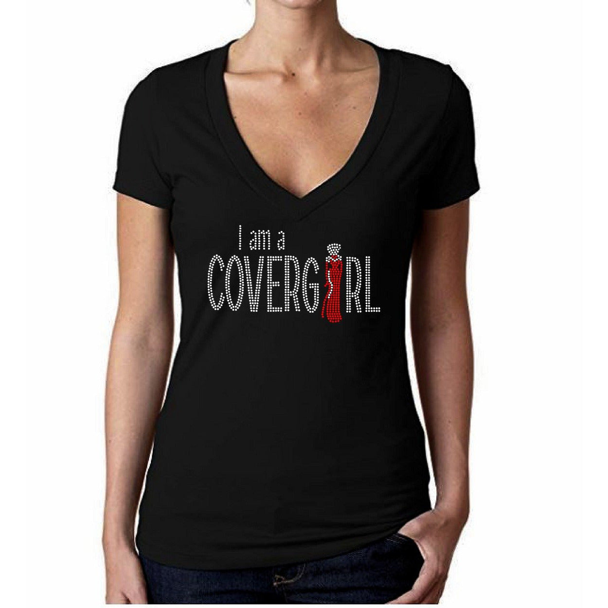 I Am A Covergirl Rhinestone T Shirt