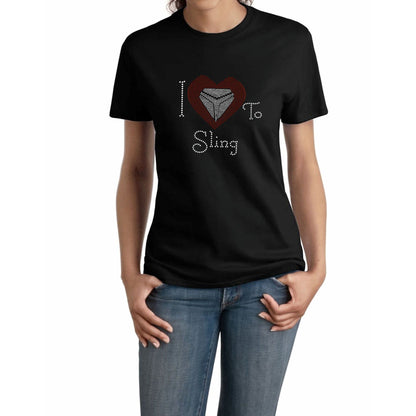 I Love To Sling Rhinestone Heart T-Shirt
