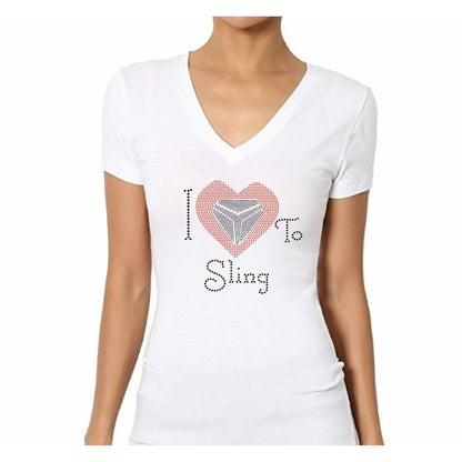 I Love To Sling Rhinestone Heart T-Shirt
