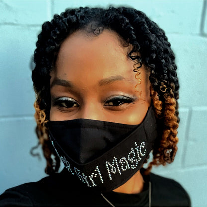 Black Girl Magic Rhinestone Face Mask