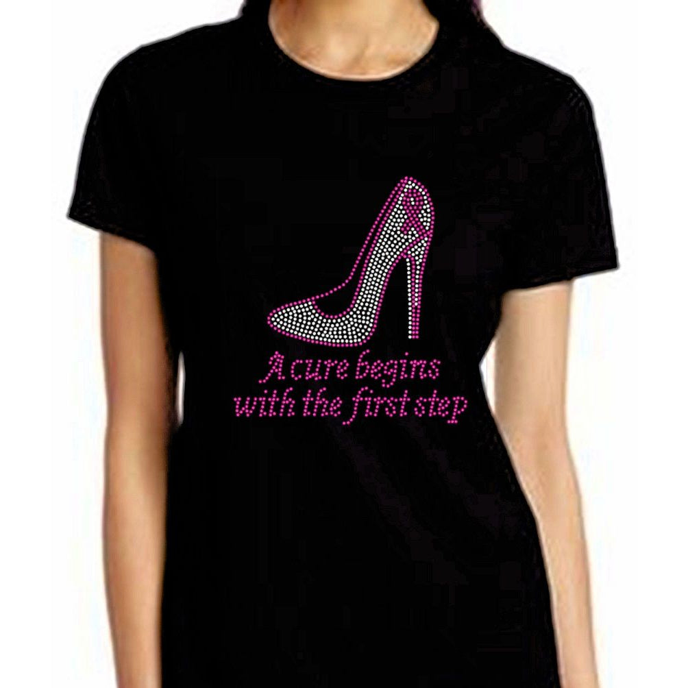 A Cure Begins With The First Step Rhinestone Tee