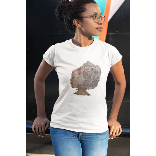 Rhinestone Afro Girl With Headphones T Shirt