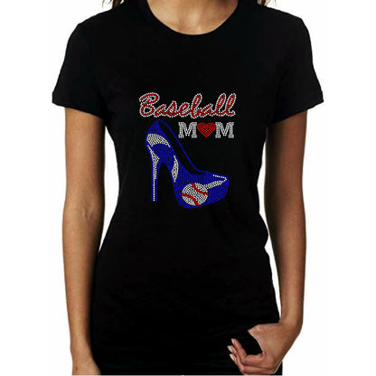 Baseball Mom Rhinestone High Heel T Shirt