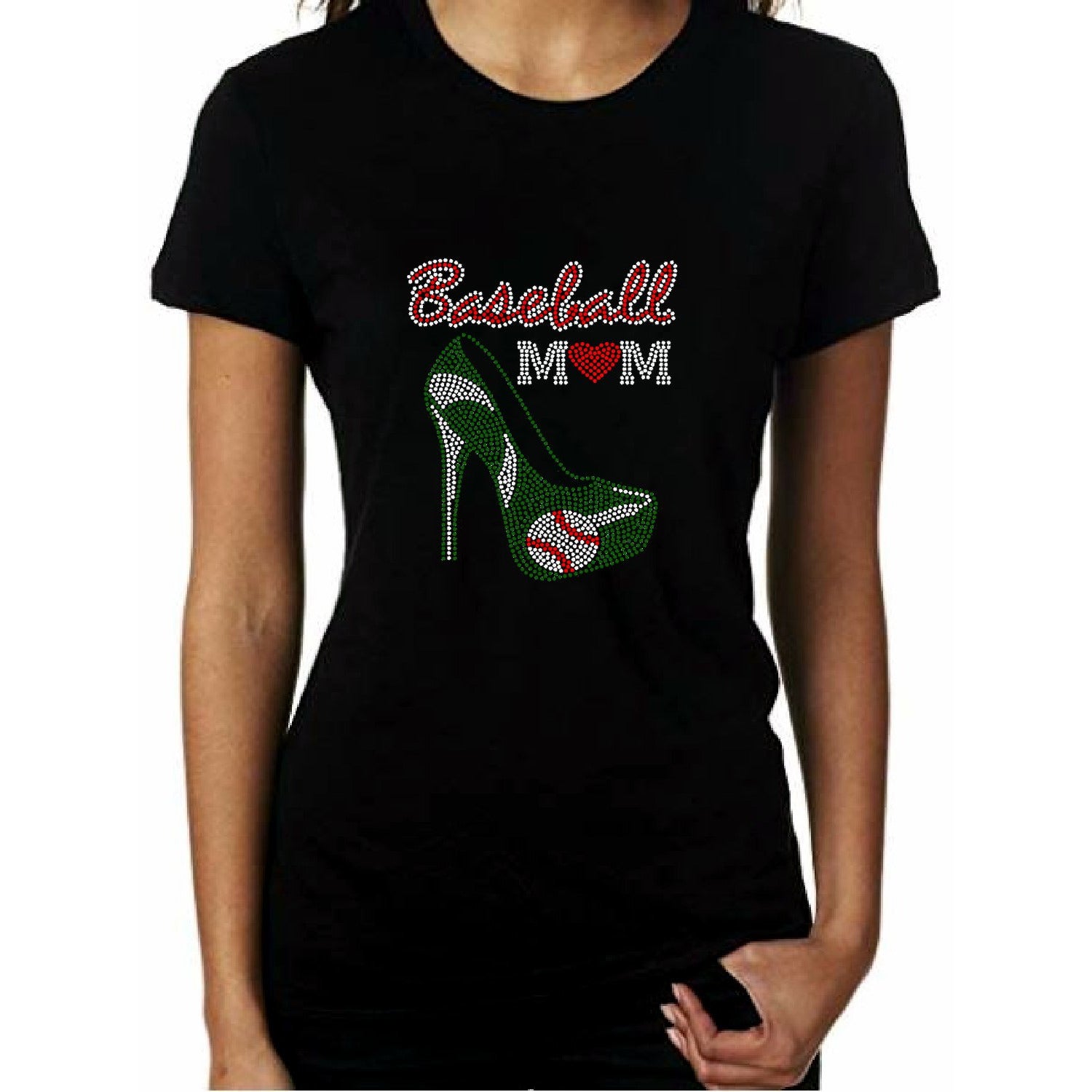 Baseball Mom Rhinestone High Heel T Shirt